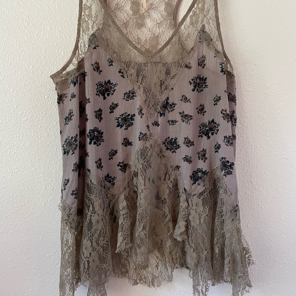 Free People Floral Lace Fringe Camisole/Tank Bell Trapeze Size XS - Picture 11 of 11